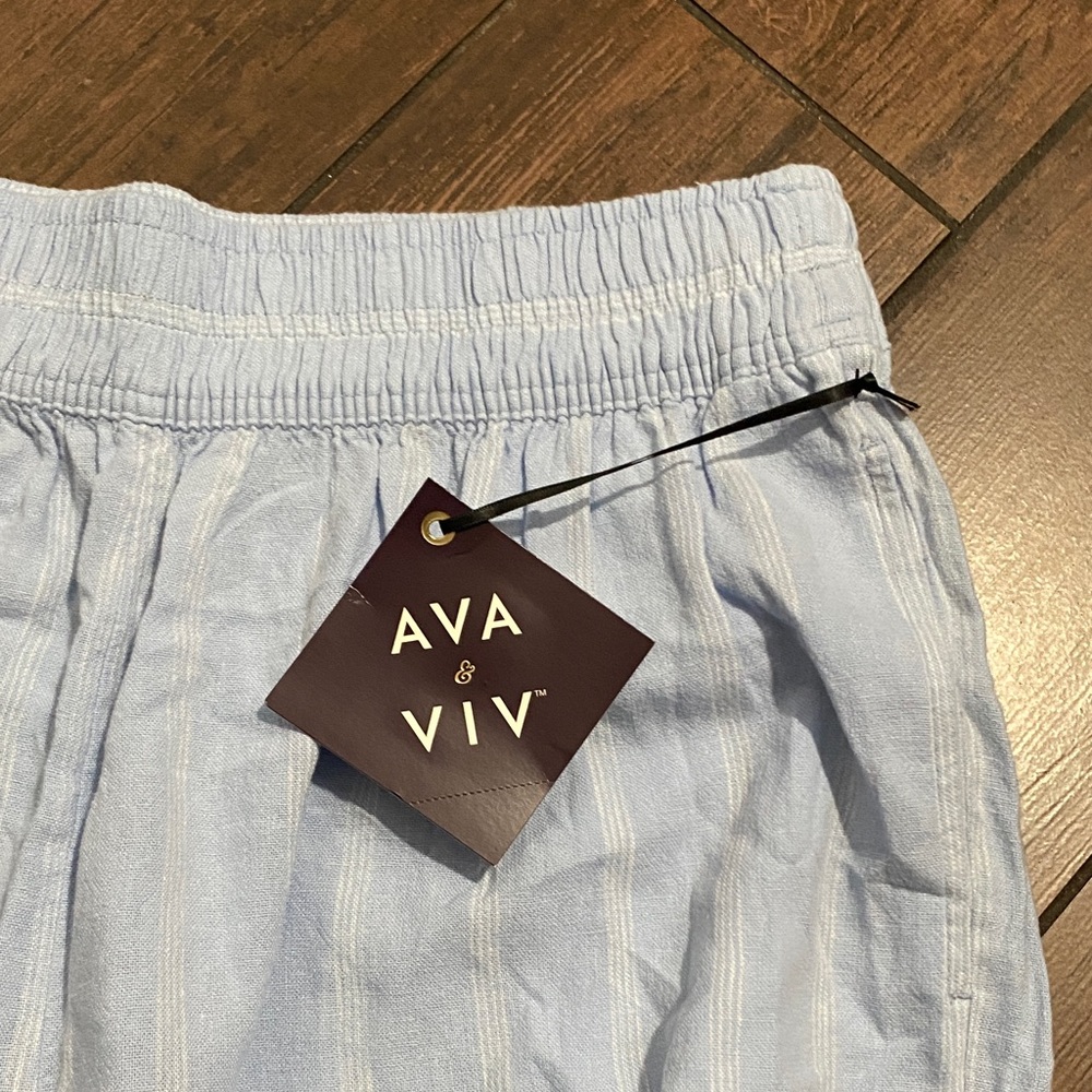 Ava & Viv womens Casual Light Blue Striped Pants - Picture 2 of 4